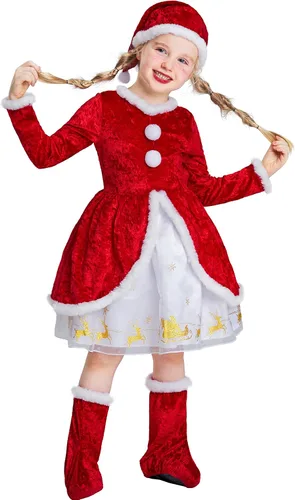 Vista 3 de IKALI Kids Holiday Santa Claus Costume Christmas Dress Holiday Party Dress-up Outfit for Boys Girls Children