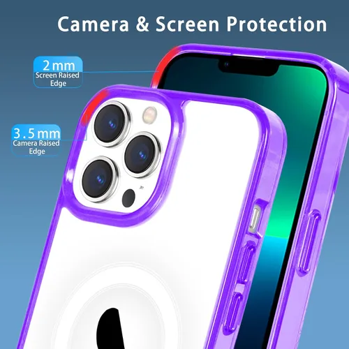 Vista 7 de Funda magnética compatible con iPhone 13 Pro, compatible con carga inalámbrica MagSafe, parte trasera transparente antiarañazos, a prueba de golpes