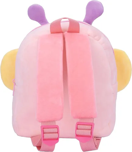 Vista 4 de JoyRokaro Mochila de mariposa para niños pequeños, bonita bolsa de felpa de dibujos animados de 10 pulgadas, mochila preescolar para niñas de 2 a 6