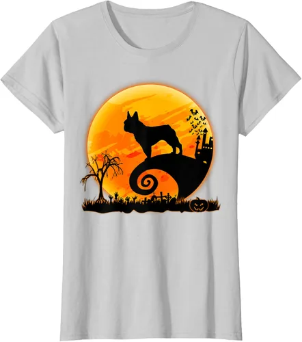 Vista 20 de Camiseta divertida de disfraz de Halloween para perro y luna de Bulldog francés, Negro, S