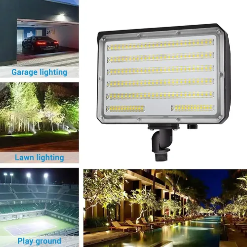 Vista 3 de Luz de Inundación LED para Exteriores de 100W, AC100-277V 14000 Lúmenes 5000K IP65 Impermeable Montaje de Nudillo Reflector para Patio Jardín