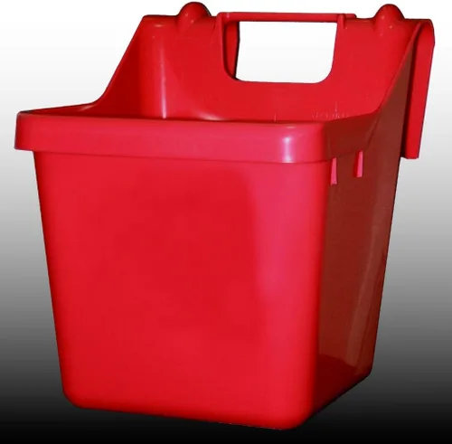 Vista 2 de Fortiflex Comedero de valla con gancho para perros/gatos y caballos, 16 cuartos de galón, rojo