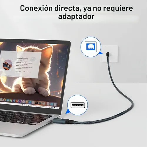 Vista 4 de Cable USB a Ethernet de 3.3 pies, Cable USB 3.0 A a RJ45 macho conectado directamente a la red LAN Gigabit, compatible con laptop, PC, MacBook