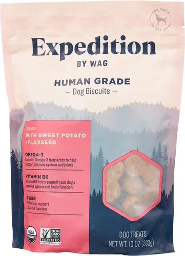 Vista 9 de Marca Amazon – Wag Expedition - Galletas orgánicas de grado humano para perros, sin OMG, plátano y coco, 10 onzas
