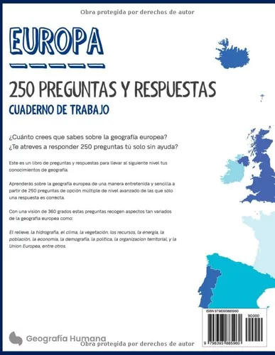 Vista 2 de 250 Preguntas y Respuestas. Europa Desafía tus conocimientos geográficos! Este libro te pondrá a prueba con preguntas generales, regionales, físicas