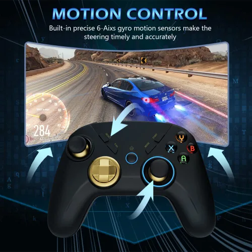 Vista 4 de Wireless PC Controller Controller for Windows781011MacOSiPhoneAndroidSwitchOLED Controller Wireless Gaming Controller with Adjustable LED Backlight