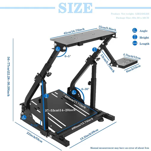 Vista 4 de Marada Racing Wheel Stand Steering Wheel Stand Ultra-stable 4 Support Arms fit for LogitechThrustmaster, G25 G27 G29 G920 T300RS, Sim Racing Stand