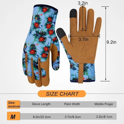 Vista 2 de Guantes de Jardinería de Cuero MERTURN para Mujeres, Guantes de Jardín a Prueba de Espinas, Guantes de Trabajo Compatibles con Pantalla Táctil