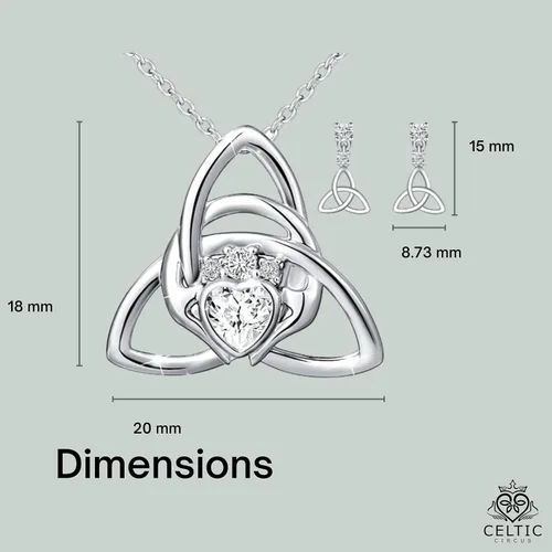 Vista 6 de Claddagh Necklace Celtic Knot Earrings Irish Jewelry Wedding Anniversary Ireland Gifts Women Claddagh 925 Sterling Silver Heart Hand Crown