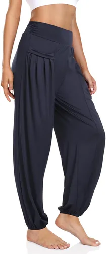 Vista 2 de ELGOGY Pantalones deportivos tipo harén para mujer, cintura alta, casuales, holgados, para entrenamiento, yoga, holgados, cómodos, con bolsillos