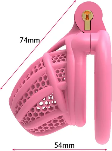 Vista 2 de Jaula de castidad para hombre, dispositivos de castidad masculina, jaula de pene pequeña para hombres, jaula de castidad plana BDSM Cage F001