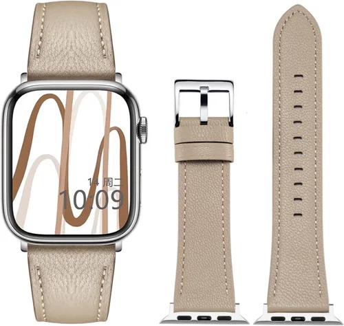 Vista 2 de Moran - Correas de cuero compatibles con Apple Watch Band 1.929 in 1.772 in 1.732 in 1.654 in 1.614 in 1.575 in 1.496 in, correa de cuero de oveja