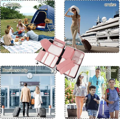 Vista 5 de Cubos de embalaje de compresión para viajes, artículos esenciales ligeros de viaje para vacaciones, accesorios de viaje para maleta, organizador
