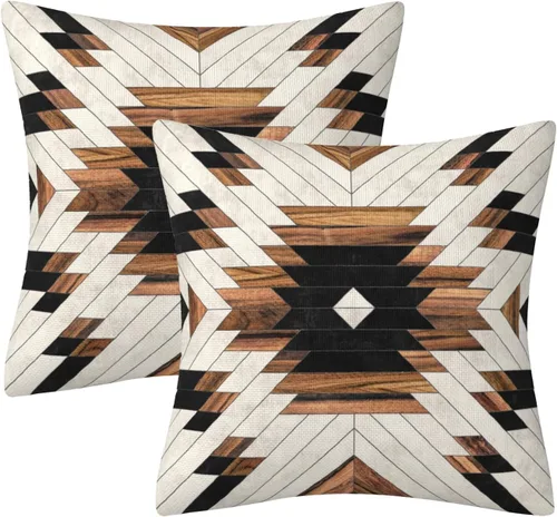 Vista 16 de Fundas de almohada decorativas rústicas de Aqua y blanco a cuadros estilo búfalo para sofá, funda de almohada para granja, decoración