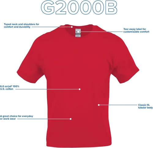 Vista 4 de Gildan Camiseta de algodón ultra juvenil, estilo G2000B, paquete múltiple