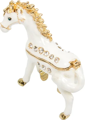 Vista 2 de QIFU Pintado a mano esmaltado pequeño caballo forma decorativa con bisagras joyería baratija caja regalo único para la decoración del hogar
