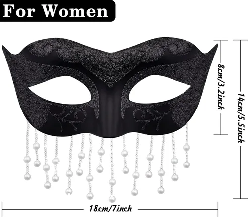 Vista 3 de SIQUK Juego de máscaras para parejas, máscara veneciana, máscara de plástico para disfraz de Halloween, máscara de Mardi Gras para mujeres y hombres