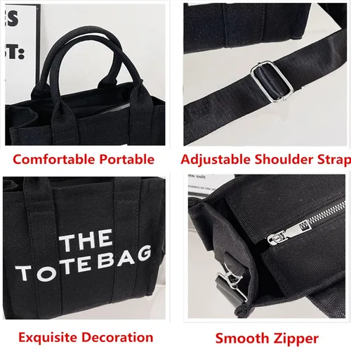Vista 3 de The Tote Bag - Bolso cruzado de lona para mujer, bolsa de viaje de lona con cremallera, bolsas de trabajo para hombro