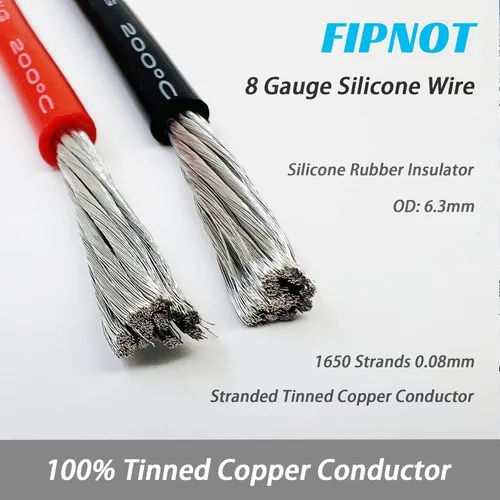 Vista 2 de Cable de 8 AWG Alambre Calibre 8 de Silicona - Carrete Negro de 25 pies, Alambre de Cobre Estañado Trenzado Extra Flexible 8AWG para Soldadura 200℃