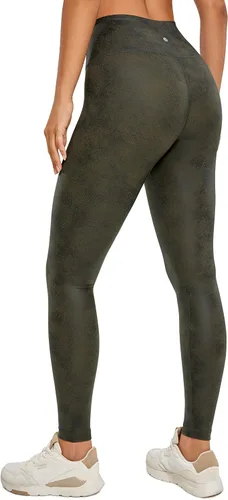 Vista 2 de CRZ YOGA - Leggings de piel sintética mate para mujer, de 25 a 28 pulgadas, pantalones de cuero elásticos de cintura alta, mallas de cuero
