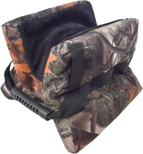 Vista 4 de N / C Bolsa de descanso de tiro de camuflaje, soporte de saco de arena delantero y trasero, soporte para pistola bípod, camuflaje de hojas, tela