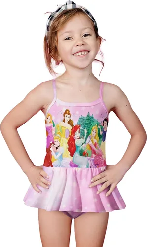 Vista 2 de MACCHO Traje de baño de una pieza de princesa para niñas, traje de baño con volantes, tankini de 2 a 8 años