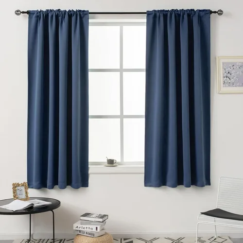 Vista 28 de DUALIFE Cortinas opacas de 45 pulgadas de largo, 2 paneles para ventanas pequeñas de dormitorio, aislamiento térmico, bolsillo para barra, cortinas