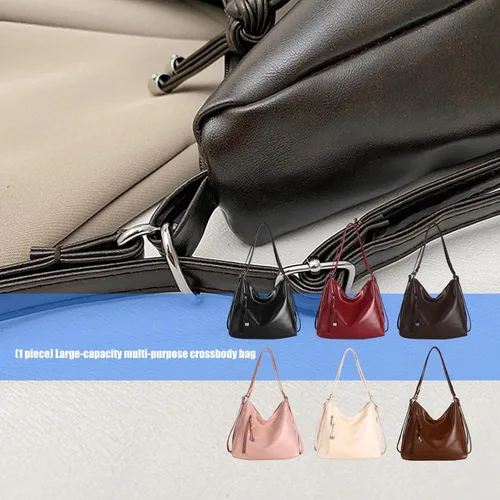 Vista 4 de Amplia bolsa de hombro, práctica mochila de piel sintética resistente al desgaste con correa ajustable para mujeres y niñas, Negro