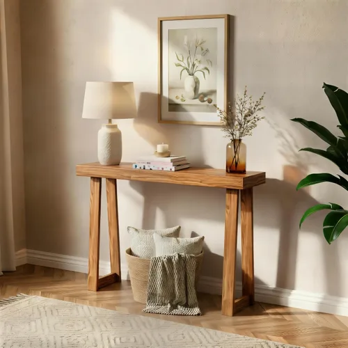 Vista 18 de Plank+Beam Mesa consola de madera maciza, 36 pulgadas, mesa de sofá, mesa de entrada estrecha para pasillo, detrás del sofá, sala de estar, Negro