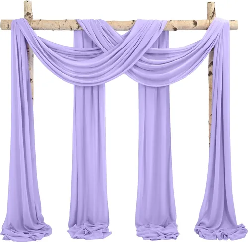 Vista 27 de Tela para Cubrir Arco de Boda, 4 Paneles 71 cm x 6,1 m Telas para Arco de Boda Azul Bebé para Ceremonia, Telas de Gasa para Decoración de Arco