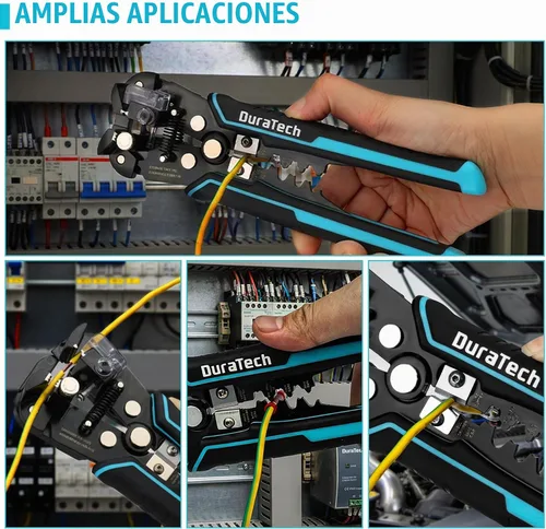 Vista 6 de DURATECH Pelacables autoajustable, herramienta automática 3 en 1 para pelar 22-7 AWG y herramienta de prensado, pelado/prensado/corte de 22-10 AWG