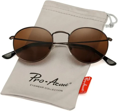 Vista 4 de Pro Acme Gafas de sol polarizadas de metal redondas pequeñas para mujer, estilo retro de diseñador