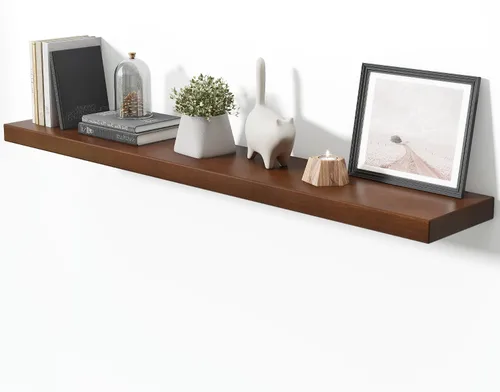 Vista 21 de Estantes flotantes de 20 pulgadas para pared, estante flotante de madera maciza de alta gama con soporte invisible resistente, estantes de pared