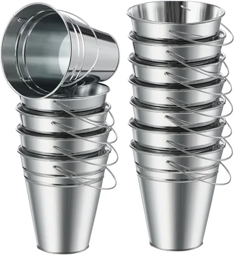 Vista 14 de Sadnyy 12 paquetes de cubos de metal con asa, cubo galvanizado de 4.5 x 5 pulgadas, suministros para fiestas, manualidades para Navidad, Halloween