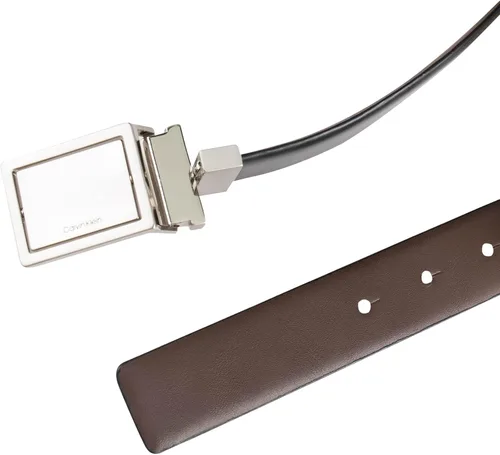 Vista 5 de Calvin Klein Cinturón de vestir con hebilla de placa moderna reversible dos en uno para hombre
