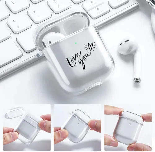 Vista 6 de AKABEILA Funda para Airpods para mujeres y hombres, compatible con Apple Airpods 2, bonita funda de diseño transparente para Airpods, diseño