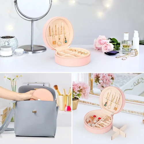 Vista 7 de Paquete de 3 cajas de joyería cajas de joyería para mujeres y organizador de joyas de viaje con espejo y caja de joyería pequeña caja organizadora