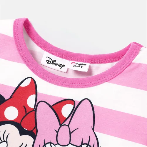 Vista 3 de Disney Vestido de princesa de manga corta con estampado de rayas de Minnie Mouse para niñas pequeñas