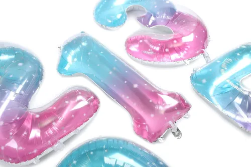 Vista 4 de Globos de 34 pulgadas con el número 0 del arco iris, globos de aluminio de Mylar para helio, globos digitales para boda, despedida de soltera