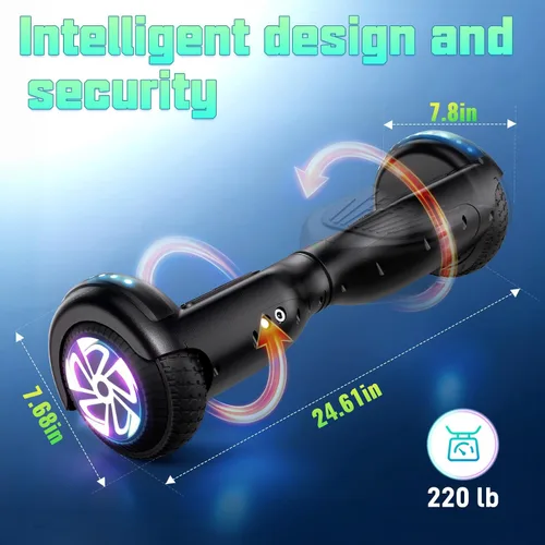 Vista 6 de LIEAGLE Hoverboard, All-Terrain Self-Balancing Scooter All Age Groups 01—6.5" Negro