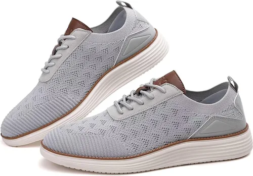 Vista 2 de Zapatos deportivos de vestir de moda para hombre, zapatos de malla Oxfords para caminar casuales de negocios, zapatos de tenis ligeros de punto