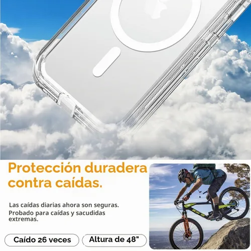 Vista 8 de AICase Funda transparente para iPhone 16e/13/iPhone 14, compatible con MagSafe 3 en 1, resistente protección contra caídas, cuerpo completo, a