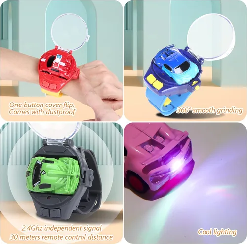Vista 5 de Tomatong Juguetes de Reloj de Coche con Control Remoto con Luz LED, Mini Coches de Carreras de 2.4 GHz Juguete de Muñeca para Niños, Coche Pequeño