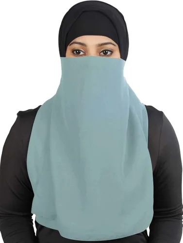 Vista 2 de La mitad Niqab largo nariz en georgette transpirable, precio al por mayor, 1pc cara velo NQ-002