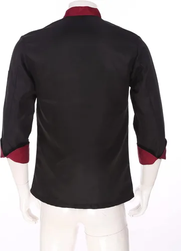 Vista 4 de FEESHOW Chaqueta de chef profesional para hombre, abrigo de chef de manga larga, uniforme de cocina para restaurante