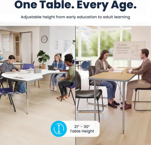 Vista 7 de Flash Furniture 66" x 60" Horseshoe Activity Table, Gray, Standard Legs Gray Top/Silver Frame