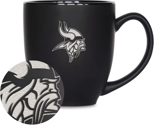 Vista 9 de Rico Industries Taza Bistro Mate Negra de Fútbol Americano NFL de 15 onzas - Para Bebidas Calientes o Frías - Logotipo del Equipo Grabado para una