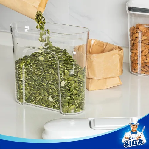 Vista 6 de MR.SIGA - Juego de dispensadores herméticos para cereales, contenedores de almacenamiento para productos secos, nueces, frijoles, aperitivos, sin