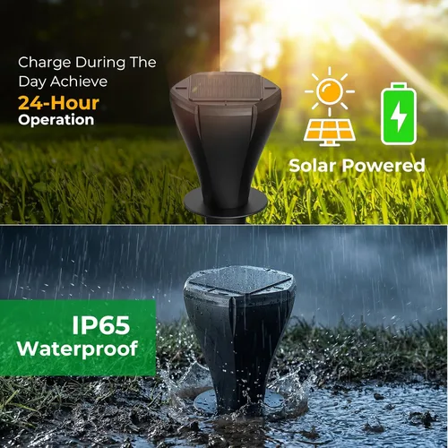 Vista 4 de Repelente de topos alimentado por energía solar para césped, 8 paquetes de repelente ultrasónico de campañol para exteriores, IP 65, impermeable