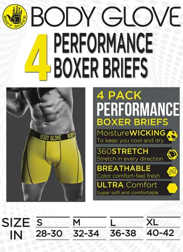 Vista 3 de Body Glove Calzoncillos tipo bóxer para hombre, ropa interior de rendimiento de ajuste seco, transpirable y atlético